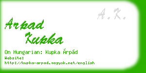 arpad kupka business card